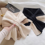 Sweet Color-blocked Knitted Scarf For Women