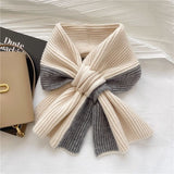 Sweet Color-blocked Knitted Scarf For Women