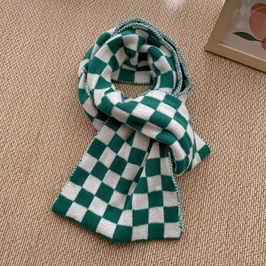 Houndstooth And Wave Pattern Print Scarf Women's Winter Korean Style F