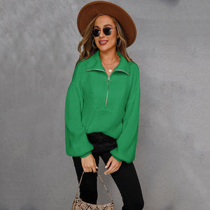 Knitted Lapel European And American Solid Color Sweater Coat