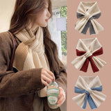 Sweet Color-blocked Knitted Scarf For Women