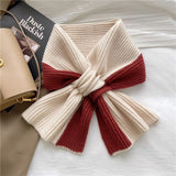 Sweet Color-blocked Knitted Scarf For Women